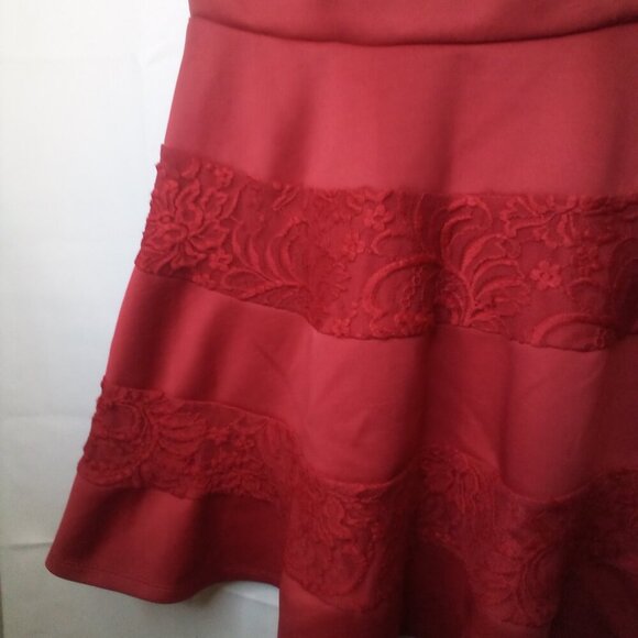 Three Pink Hearts Trixxi Dress Women XL Sleeveless Lace Detail Party Holiday Red - Picture 6 of 16